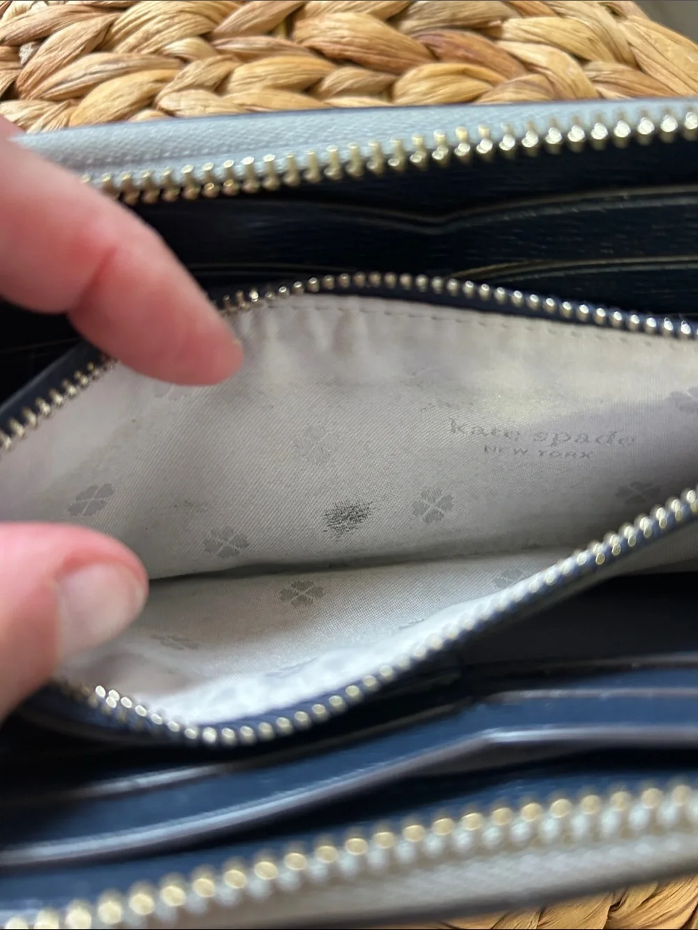 Leather Zipper Wallet Case - Gray